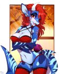  2018 5_fingers breasts digital_media_(artwork) eyebrows eyelashes female fin fingers fish hair hi_res horn hybrid kasumi_(nayami) marine midriff navel non-mammal_breasts open_mouth pacevanrign red_eyes red_hair shark smile solo tongue 