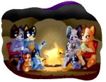  absurd_res alpha_channel anthro australian_cattle_dog bandit_(bluey) beverage bingo_(bluey) bluey_(bluey) bluey_(series) brother brothers campfire candy canid canine canis cattledog chair chilli_(bluey) dessert digital_media_(artwork) dipstick_limbs dipstick_tail domestic_dog eating family female feral fire food fur fur_tuft furniture grass group happy herding_dog hi_res male mammal marshmallow muffin_(bluey) multicolored_body multicolored_fur multicolored_tail night open_mouth pastoral_dog pivoted_ears plant rock shrub sibling simple_background sitting socks_(bluey) star stripe_(bluey) toffee-the-dingo translucent transparent_background trixie_(bluey) tuft 
