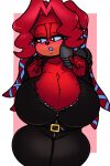  2:3 accessory anthro archie_comics belt big_breasts breasts clothed clothing conditional_dnp digital_media_(artwork) echidna eulipotyphlan female fur hair hair_accessory half-closed_eyes hi_res lien-da looking_away mammal monotreme narrowed_eyes open_mouth pose red_body red_fur red_hair rubber rubber_suit sega shy simple_background solo sonic_the_hedgehog_(archie) sonic_the_hedgehog_(comics) sonic_the_hedgehog_(series) thick_thighs tight_clothing turboranger_(artist) 