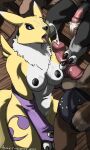  3:5 absurd_res animal_genitalia animal_penis anthro aquila_chrysaetos balls bandai_namco black_nipples bodily_fluids breasts cervid clothing cum cum_on_body cum_on_breasts cum_on_face digimon digimon_(species) equine_penis female genital_fluids genitals group handjob hi_res kneeling male male/female mammal nipples nude penile penis renamon sex solo_focus underwear 