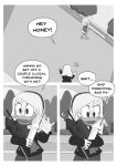 absurd_res anatid anseriform avian bird clothing comic della_duck dewey_duck dialogue disney duck ducktales ducktales_(2017) english_text female hi_res male monochrome mother mother_and_child mother_and_son parent parent_and_child son text therita3k 