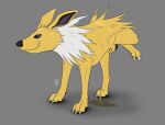  2021 animal_genitalia animal_penis balls bodily_fluids canine_penis claws digitigrade eeveelution feral finger_claws flaccid fur genital_fluids genitals grey_background jolteon male nanashi-arts nintendo penis penis_tip pok&eacute;mon pok&eacute;mon_(species) quadruped raised_leg sheath signature simple_background toe_claws urine video_games watersports yellow_body yellow_fur 