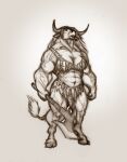  2020 abs anthro axe biceps big_breasts biped bottomwear bovid bovine breasts cleavage clothed clothing ear_piercing european_mythology female fingers fist greek_mythology hair holding_object holding_weapon hooves horn krigg long_hair mammal melee_weapon minotaur muscular muscular_anthro muscular_arms muscular_female muscular_legs muscular_neck mythology navel piercing simple_background skimpy solo standing tail_tuft thick_thighs topwear tuft veiny_muscles weapon white_background 