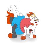  1:1 anthro burritokitten_(artist) butt diaper duo hi_res lagomorph leporid male mammal nintendo padded padding pok&eacute;mon pok&eacute;mon_(species) rabbit raboot scorbunny video_games 