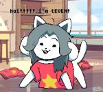  animated canid canine cartoon_network clothed clothing felid feline hair mammal short_playtime steven_universe tailwag tem temmie_(undertale) text topwear undertale video_games white_body 