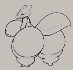  alphys anthro big_breasts big_butt big_tail black_and_grey bodily_fluids breasts butt eyewear female glasses huge_breasts huge_butt huge_hips huge_thighs hyper hyper_breasts hyper_butt hyper_hips hyper_thighs iandragonlover leaning leaning_forward lizard looking_at_viewer looking_back monochrome nipples non-mammal_breasts non-mammal_nipples nude rear_view reptile scalie simple_background solo standing sweat thick_tail thick_thighs undertale video_games wide_hips 