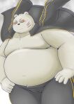  2021 anthro belly big_belly blush bottomwear clothing eyewear hi_res humanoid_hands kemono male mammal marumu_5656 moobs obese obese_male odd_taxi overweight overweight_male pants polar_bear sekiguchi_(odd_taxi) solo sunglasses ursid ursine 