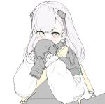  1girl ak-alfa_(girls&#039;_frontline) blush eyebrows_visible_through_hair gas_mask girls&#039;_frontline jb_ryshamr long_hair solo yellow_eyes 