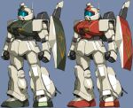  blue_background clenched_hands fusion gm_(mobile_suit) gundam hizack mecha mobile_suit munya_(otikamohe) no_humans radio_antenna science_fiction shield variations visor zeta_gundam 