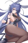  1girl absurdly_long_hair absurdres animal_ears ass azur_lane bare_shoulders black_footwear black_leotard black_neckwear bodystocking breasts cleavage fake_animal_ears high_heels highres large_breasts leotard long_hair looking_at_viewer necktie new_jersey_(azur_lane) new_jersey_(exhilarating_steps!)_(azur_lane) official_alternate_costume oversized_breast_cup playboy_bunny purple_eyes purple_hair rabbit_ears raeis simple_background solo stiletto_heels thighs very_long_hair white_background wrist_cuffs 