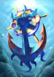  absurdres air_bubble anchor bubble commentary_request dhelmise from_below full_body gen_7_pokemon highres kareha_p no_humans pokemon pokemon_(creature) red_eyes ship&#039;s_wheel solo underwater 