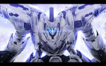  armored_core glowing highres mecha nekominase no_humans white_glint 