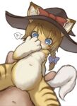  1boy 1girl ? absurdres bangs blonde_hair blue_bow blue_eyes blush bow braid breasts bright_pupils cat commentary_request cookie_(touhou) eyebrows_visible_through_hair feet_out_of_frame furrification furry furry_female furry_with_non-furry hair_between_eyes hat hat_bow hetero highres interspecies kirisame_marisa kitsune_kemono looking_down medium_hair meguru_(cookie) nipples open_mouth pussy red_bow sex side_braid simple_background single_braid small_breasts spoken_question_mark touhou vaginal white_background white_pupils witch_hat 