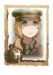  1girl blonde_hair blue_eyes british_army closed_mouth company_of_heroes hat medium_hair military military_hat military_uniform necktie original portrait shaded_face solo uniform world_war_ii zhainan_s-jun 