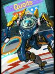  1other artist_name bottoms1237 helmet highres holding jewelry mecha original pilot_suit ring running science_fiction solo 