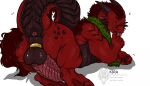 anus artist_name balls belly_scales brown_body brown_claws brown_horn brown_scales claws dragon feral genitals hi_res horn kira_(artist) male mane penis perineum ray_vanhem red_body red_mane red_scales scales scalie signature simple_background solo text url