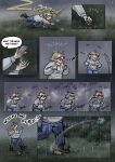 blonde_hair blue_eyes clothed clothing comic crawling fanimal_creations female forest grass hair hi_res hoodie human iris_(the_weight_of_scales) key mammal mud plant raining scales the_weight_of_scales topwear tree webcomic webcomic_character wet