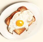  bread bread_slice clip_studio_paint_(medium) egg_(food) food food_focus fried_egg kaneko_ryou no_humans original plate still_life toast 