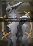 2024 absurd_res animal_genitalia animal_penis anus arceus balls butt english_text equine_genitalia equine_penis generation_4_pokemon genitals hi_res legendary_pokemon looking_back male mammal nintendo penis pokemon pokemon_(species) puffy_anus rear_view text trmk2 white_body