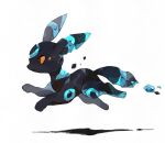  animal_focus blue_gemstone broken closed_mouth commentary from_side full_body gem highres li04r looking_ahead no_humans pokemon pokemon_(creature) profile running shards simple_background solo symbol-only_commentary umbreon white_background 