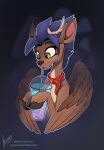 antlers arny_(yakovlev-vad) container cup deer deer_pony drinking drinking_straw drinking_straw_in_mouth feral folded_wings hi_res hooves horn male mammal sipping slurping solo stirren wings