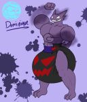 anthro biped black_eyes clothed clothing confident diaper diaper_fetish fan_character flexing flexing_muscles generation_1_pokemon ghost haunter looking_at_viewer male muscular muscular_anthro muscular_male nintendo pokemon pokemon_(species) purple_background purple_body simple_background solo spirit tail underwear wearing_diaper yoshi-eats-your-pie