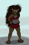 absurd_res anthro belly bottomwear bra clothed clothing female footwear hi_res mammal miniskirt porcupine rasik rodent sandals skimpy skirt solo standing underwear