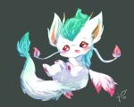 2016 ambiguous_gender deaic dragon eevee fakemon feral fur generation_1_pokemon grey_background kemono nintendo pokemon pokemon_(species) simple_background solo tail tail_tuft tuft whiskers white_body white_fur