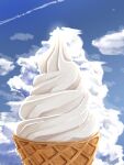  blue_sky cloud day food food_focus highres ice_cream ice_cream_cone kaneko_ryou no_humans original outdoors sky soft_serve still_life waffle_cone 