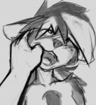2023 anthro digital_media_(artwork) female finger_in_mouth hand_on_face hi_res hyena mammal observerdoz offscreen_character sketch solo_focus teeth tongue