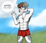 absurd_res armpit_hair blush body_hair border_collie boxer_briefs bulge canid canine canis clothing collie dialogue domestic_dog herding_dog hi_res kisig male mammal muscular pastoral_dog prostitution sheepdog shy solo underwear