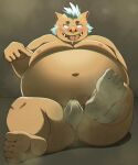 anthro asian_clothing belly blush bodily_fluids brown_body brown_fur clothed clothing east_asian_clothing erection erection_under_clothing footwear fundoshi fur genital_fluids gouryou hi_res hisashiyo_0705 japanese_clothing lifewonders male mammal musk musk_clouds navel overweight precum precum_through_clothing socks solo suid suina sus_(pig) tokyo_afterschool_summoners underwear wet wet_clothing wild_boar