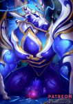 anthro asian_mythology aurelion_sol_(lol) balls biceps big_penis bodily_fluids claws digital_media_(artwork) dragon east_asian_mythology eastern_dragon erection fenwick_art genital_fluids genitals hair hi_res horn humanoid_genitalia kneeling league_of_legends looking_at_viewer male muscular muscular_anthro muscular_male muscular_thighs mythological_creature mythological_scalie mythology nude pecs penis precum riot_games scalie simple_background smile solo tail triceps vein veiny_penis