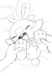 2023 3_fingers 3_toes ambiguous_gender anthro bed buckteeth duo feet fingers fur furniture generation_8_pokemon happy hi_res human lying lying_on_bed male mammal nintendo on_back on_bed open_mouth pokemon pokemon_(species) probe044913 scorbunny sketch soles teeth toes tongue