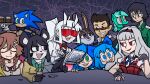  3boys 6+girls absurdres ahoge animal_ears big_chungus_(meme) black_bow black_bowtie black_eyes black_hair black_necktie blue_bow blue_bowtie blunt_bangs bone_hair_ornament bow bowtie braid breasts brown_eyes brown_hair bugs_bunny captainsparklez cirno closed_eyes closed_mouth collared_shirt crossover dog_ears dog_girl fangs fingerless_gloves fishnet_gloves fishnets furry furry_female furry_male gloves green_eyes green_jacket grey_hair grin hair_between_eyes hair_bow hair_ornament heart heart_ahoge helltaker high_ponytail highres holding holding_tray hololive horns idolmaster idolmaster_(classic) inugami_korone inugami_korone_(1st_costume) izumi_konata jacket kang_sae-byeok kenny_(ken_ashcorp) lab_coat long_hair looking_at_another looking_at_viewer looking_to_the_side looney_tunes loremaster_(helltaker) low_twin_braids lucky_star lyra_heartstrings medium_bangs medium_breasts medium_hair meme mole mole_under_eye multiple_boys multiple_girls my_little_pony my_little_pony:_friendship_is_magic necktie open_mouth original pale_skin panda_ears panda_girl parody rabbit_boy real_life red-tinted_eyewear red_eyes red_shirt ringed_eyes shijou_takane shirt short_hair siivagunner smile sonic_(series) sonic_the_hedgehog squid_game style_parody sunglasses tablet_pc teeth tinted_eyewear touhou track_jacket tray triple-q twin_braids upper_body upper_teeth_only vanripper_(style) virtual_youtuber waiter white_gloves white_hair white_horns 
