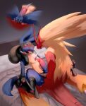 ambiguous_gender anthro balls biped blaziken bodily_fluids canid canine cum cum_in_ass cum_inside cumshot ds_h0rn duo ejaculation from_front_position generation_3_pokemon generation_4_pokemon genital_fluids genitals hi_res intersex intersex/male lucario lying male male/male mammal missionary_position nintendo on_back pokemon pokemon_(species) sex