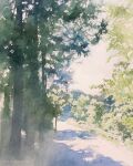  bush day forest grass highres nature no_humans original outdoors painting_(medium) plant scenery shadow sunlight toyonaga_ryouhei traditional_media watercolor_(medium) 