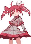  1girl ahoge drill_hair highres kasane_teto long_sleeves looking_at_viewer odayaka open_mouth pink_hair red_eyes red_hair shirt simple_background skirt solo twin_drills twintails utau 