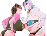  3girls ass asymmetrical_docking bikini black_hair blue_eyes blue_hair breast_contest breast_press breasts closed_mouth formica_(vtuber) hands_on_hips huge_breasts ikuchan_kaoru ikuchan_kaoru_(character) indie_virtual_youtuber looking_at_another multicolored_hair multiple_girls navel open_mouth original pout print_bikini purple_hair red_hair shrug_(clothing) simple_background star_(symbol) star_print star_tattoo stomach_tattoo swimsuit tattoo two-tone_hair virtual_anto_channel virtual_youtuber white_background 