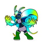 antennae_(anatomy) anthro arthropod biohazard_symbol clothing female glowing glowing_antennae glowing_arms glowing_eyes glowing_hair glowing_wings goo_creature hair insect lepidopteran mammal mephitid moth sharp_teeth shyblueskunk skunk solo symbol teeth wings