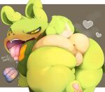 2021 absurd_res anthro bear blush blushing_at_viewer blushing_profusely bodily_fluids brown_background bulge butt claws clothing digital_media_(artwork) dog_tags ellipsis flippy_(htf) green_clothing green_topwear happy_tree_friends heart_symbol hi_res japanese_text looking_at_viewer male male_anthro mammal nekokagebevil open_mouth pawpads presenting presenting_hindquarters saliva saliva_on_tongue simple_background solo sweat sweaty_butt teeth teeth_showing text tongue tongue_out topwear underwear yellow_eyes