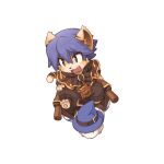  1boy animal_ears barefoot blue_hat brown_capelet brown_pants brown_shirt capelet cat_boy cat_ears cat_tail chibi fang full_body furry furry_male green_eyes hair_between_eyes hat long_bangs mouse official_art open_mouth pants purple_hair ragnarok_online riding shirt short_hair simple_background solo summoner_(ragnarok_online) tail tail_armor tarou_(ragnarok_online) transparent_background vambraces witch_hat yuichirou 