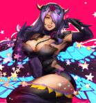  1girl alex_(cerealex) armor ass black_armor breasts camilla_(fire_emblem) cleavage elbow_gloves fire_emblem fire_emblem_fates fire_emblem_heroes gloves hair_over_one_eye highres large_breasts lips purple_eyes purple_hair smile tiara wings 