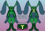  adventure_time ambiguous_gender antennae_(anatomy) anthro arthropod biped bottomless bow_tie breasts cartoon_network clothed clothing digitigrade english_text eyewear fan_character featureless_breasts featureless_crotch fionna_and_cake gaytrac3r goggles green_body green_sclera hi_res model_sheet multiple_images non-mammal_breasts nonbinary_(lore) segmented_body sharp_teeth solo springtail_(gaytrac3r) springtail_(species) tail teeth text yellow_eyes yellow_tail 