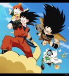  arms_up black_hair brothers camera cloak cloud commentary_request dougi dragon_ball dragon_ball_(object) dragon_ball_z father_and_son flying flying_nimbus grin happy highres holding holding_camera long_hair open_mouth paper parent_and_child piccolo pilaf raditz ruto830 saiyan_armor scouter short_hair siblings smile son_gohan son_goku spiked_hair thumbs_up turban uncle_and_niece white_cloak white_turban 
