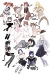  6+girls :3 :d ahoge akizuki_ritsuko all_fours amami_haruka animal_ears animal_hands antenna_hair asymmetrical_hair bell black_dress black_gloves black_hair black_skirt black_sweater blonde_hair blue_hair blush braid brown_dress brown_eyes brown_gloves brown_hair brown_thighhighs calico_print cat_ears cat_tail closed_mouth dress eyelashes fang fish flipped_hair frilled_skirt frills from_side fur_wrist_cuffs futami_ami futami_mami ganaha_hibiki glasses gloves green_eyes grey_dress grey_eyes grey_gloves hagiwara_yukiho hair_intakes hair_ribbon high_heels high_ponytail highres hoshii_miki idolmaster idolmaster_(classic) kemonomimi_mode kikuchi_makoto kisaragi_chihaya kneeling long_hair long_sleeves looking_at_viewer medium_hair messy_hair minase_iori miura_azusa mouth_hold multiple_girls neck_bell nekozuka_(duka_nkdk) off_shoulder one_eye_closed open_mouth orange_hair parted_bangs paw_gloves paw_pose paw_socks pleated_skirt puffy_long_sleeves puffy_sleeves ribbon shijou_takane shirt short_hair side_ponytail sidelocks sitting skirt smile straight_hair suspender_skirt suspenders sweater sweater_dress swept_bangs tail takatsuki_yayoi thighhighs turtleneck turtleneck_sweater twintails wavy_hair white_background white_dress white_gloves white_hair white_shirt 