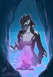  anthro cavern cetacean crystal dolphin female fin glowing hi_res looking_down mammal marine mermay oceanic_dolphin orca solo splashing_water stirren toothed_whale water 