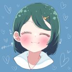  1girl :3 blush facing_viewer green_hair hair_ornament hairclip heart indie_virtual_youtuber medium_hair portrait solo sumi_suya sunao_na_kapipara virtual_youtuber 