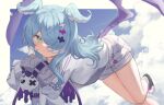  aqua_eyes aqua_hair clouds elira_pendora klaius long_hair nijisanji polychromatic shorts sky wings 