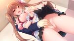  akanesaki_tsubaki breast_grab breasts brown_hair censored fingering game_cg idoldays long_hair nipples no_bra nopan open_shirt pussy pussy_juice qureate shinozuka_atsuto skirt_lift twintails 